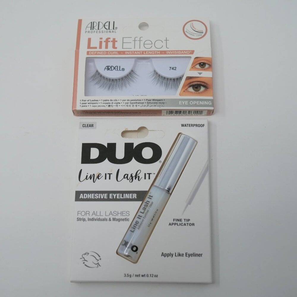 Ardell Lift Effect Defined Curl Eyelashes 742 Black & Duo Adhesive Eyeliner NEW